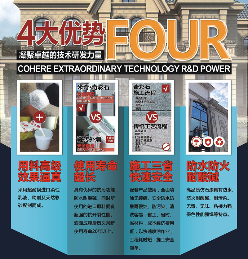 四张图带你了解专为别墅研发的外墙新品丨米奇奇彩石漆！